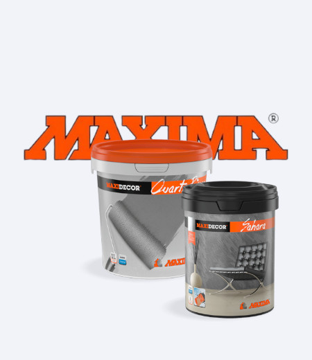 Ilustracija baner za MAXIDECOR proizvode , dve kutije farbe sa logom MAXIMA