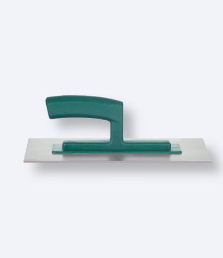 Plastična gleterica bele boje sa plavom drškom