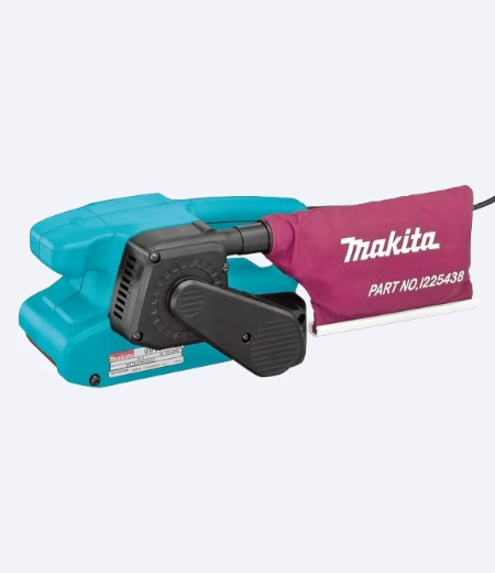 Tračna brusilica zelene boje sa crnim rukohvatom proizvodnje Makita