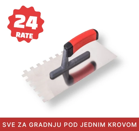 Gleterica nazubljena sa crvenom drškom na svetloj pozadini, baner